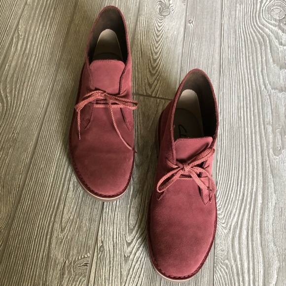 Clarks Bushacre Suede Desert Chukka Boots Wine Burgundy sz 9 - Picture 4 of 8